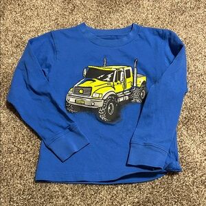 Carhartt Blue Long Sleeve Shirt with Yellow Truck Graphic